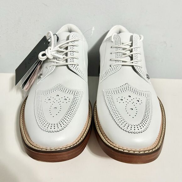 G/Fore Gallivanter Men’s Size 9.5 Perforated Brogue Snow Pink Brown Golf Shoes - Picture 3 of 8